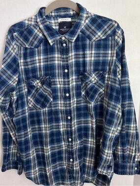 American Eagle Blue Plaid flannel